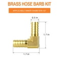 thumbnail image 7 of GASHER 5 Pieces Brass Hose Barb Reducer, 1/2 Inch to 1/2 Inch Barb Hose ID 90 Degree L Right Angle Elbow with 10 Hose Clamps, Brass Barb Reducer SPLICER Fitting Fuel/AIR/Water/Oil/Gas/WOG, 7 of 7