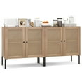 thumbnail image 1 of Costway Ensemble de 2 Buffets Bahuts en Rotin Armoire à Vin Placard avec Tablette Réglable Chêne, 1 of 9