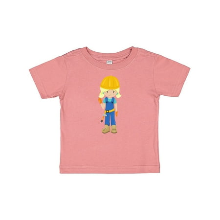 

Inktastic Cute Girl Construction Worker Blonde Hair Gift Baby Girl T-Shirt