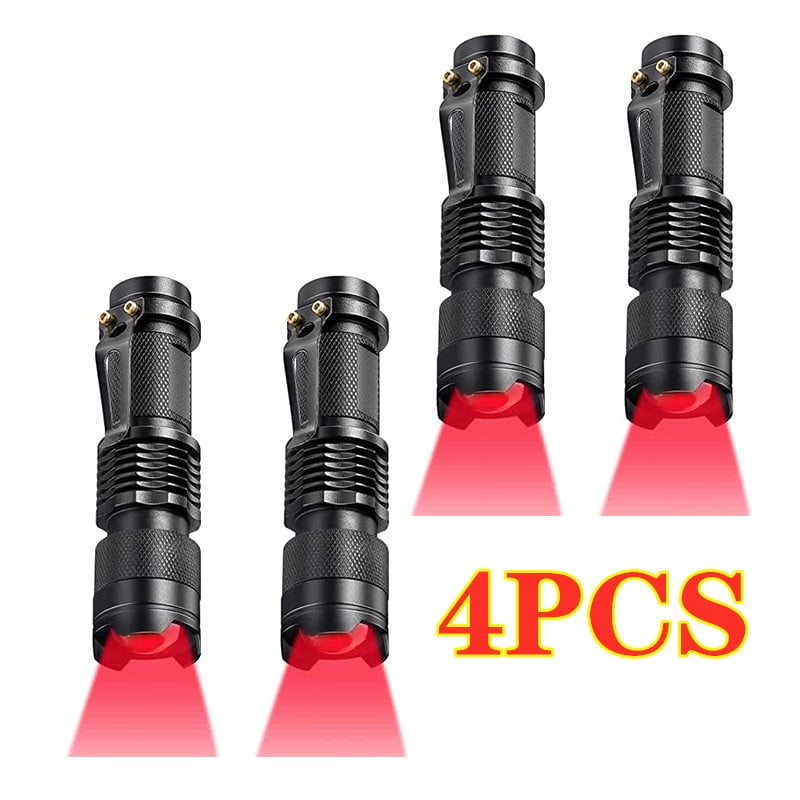 Mengen 4PCS Red LED Flashlight Single Mode Red Light Single Mode Red