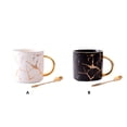 thumbnail image 3 of Advancent Tazas de café de cerámica nórdicas con cuchara de acero inoxidable, juego de vajilla, té de agua, estilo desayuno, tazas de leche, Juegos de servir café y té Oro Blanco/Cuchara 301-400ml, 3 of 6