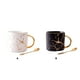 thumbnail image 3 of Tazas de café de cerámica nórdica, café de agua, té, desayuno, estilo europeo, tazas de leche mate marmoladas, regalo de pareja de cocina Juegos de servir café y té Oro Blanco/Cuchara 301-400ml Bewildely HA082036-01, 3 of 6
