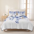 thumbnail image 3 of Twin Quilt Set 68''x86'', Blue Eucalyptus Lightweight Summer Bedspread Coverlet Set with 2 Pillow Shams, Botanical Plant Rustic Succulent Branch Breathable All Season Quilt Bedding for Dorm/Bedroom, 3 of 9