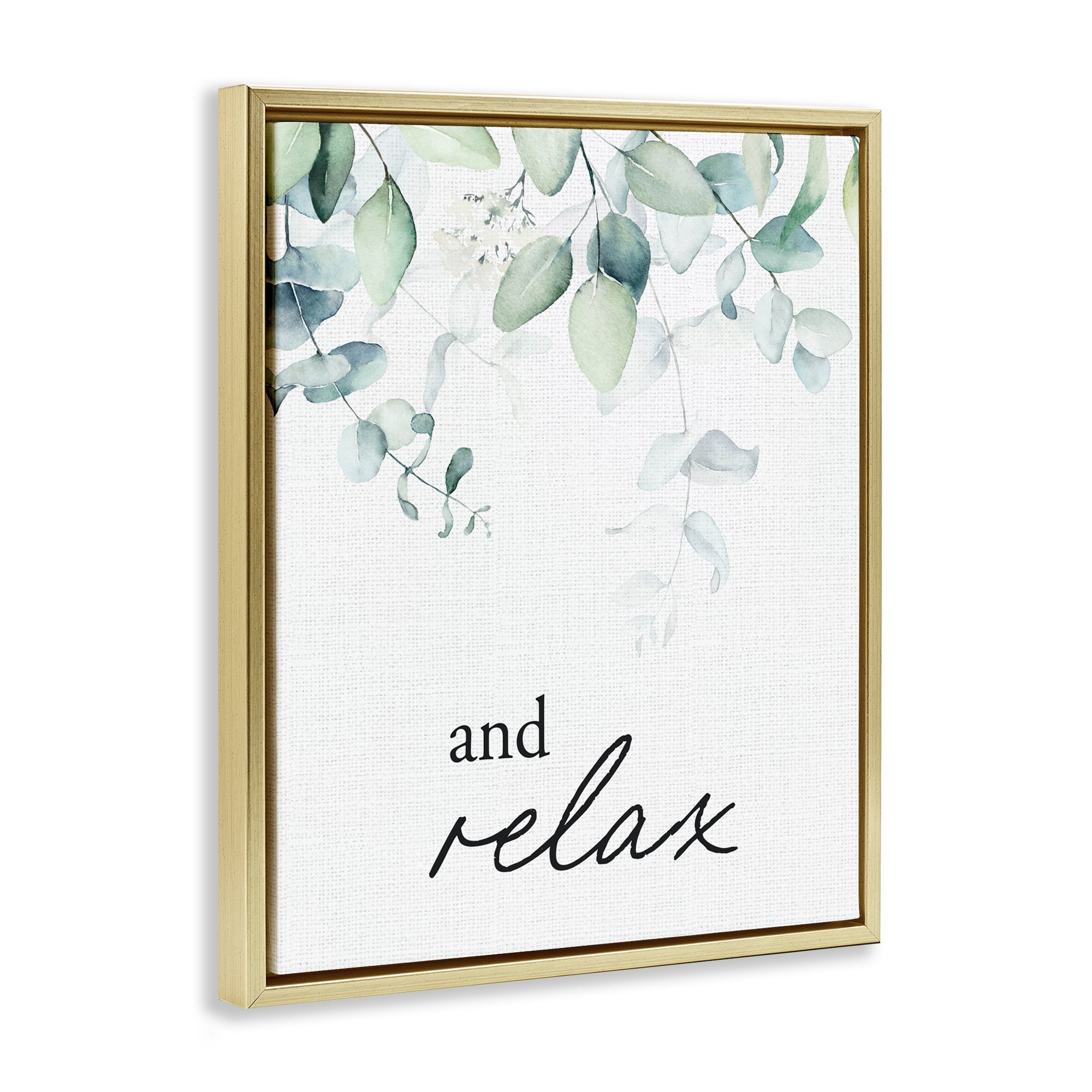 And Relax Minimal Herbs Gold Framed Floater Canvas Wall Art, design by Lettered and Lined