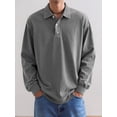 thumbnail image 5 of Long Sleeve Shirts for Men Classic Button Golf Shirt Casual Collared Thermal Work Pullover Tops Gray L, 5 of 7