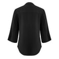 thumbnail image 6 of hxobax Womens Casual Work Blouses Henley V Neck Tunic Tops Trendy Split 3/4 Length Sleeve Tee Shirts, 6 of 6