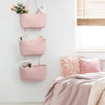 thumbnail image 4 of Over the Door Hanging Basket, 3-Tier Woven Cotton Wall-Mounted Storage Organizer Bag Decorative Hanging Nursery Baskets, Pink, 4 of 18