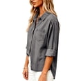 thumbnail image 5 of Trgacdwlo Womens Button Down Denim Shirt Vintage Collared Women's Long Sleeve Shirts with Pocket Jean Dressy Blouses for Women, 5 of 8