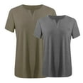 thumbnail image 3 of Ayolanni Cotton Trendy Tops for Women V-Neck Plus Size Gray Short Sleeve Pullover Solid T-Shirts Girls Shirts 5x, 3 of 3