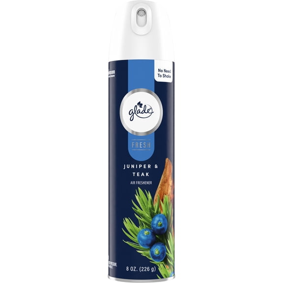 Glade Air Freshener Spray, Juniper & Teak, Fresh Collection, Fragrance Infused with Essential Oils, 100% Natural Propellent, 8 oz