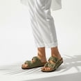 thumbnail image 4 of Cushionaire Cashew Slip On Genuine Suede Leather Womens Sandals - Braided Double-Strap Design with Adjustable Big Buckle | Sandals for Women, 4 of 27