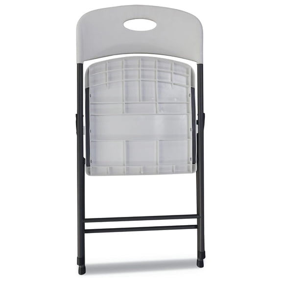 Resin Folding Chairs - White Stackable Chair - Indoor Outdoor Seating - 225 lb Capacity - Dark Gray Frame - Set of 4
