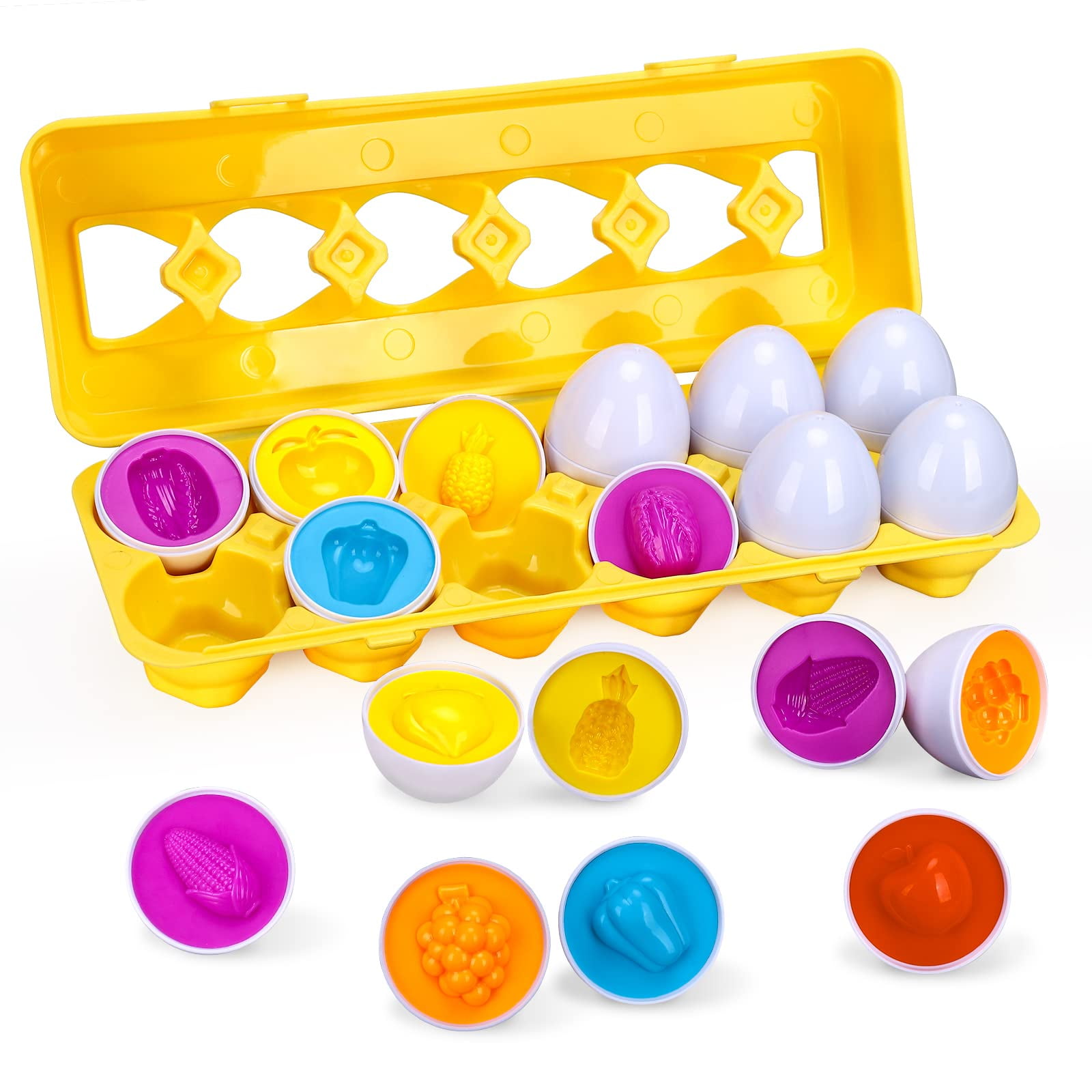 Dream Fun Matching Eggs Toys for 1 2 3 Year Old Boys, 12 Pcs Learning