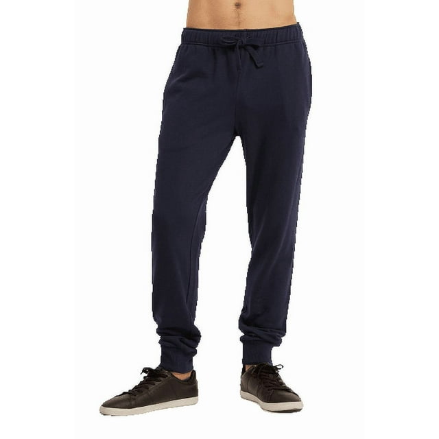 Men‘s Open Bottom Terry Sweatpants Elastic Drawstring Waistband Charcoal Grey S,navy(joggers),XL