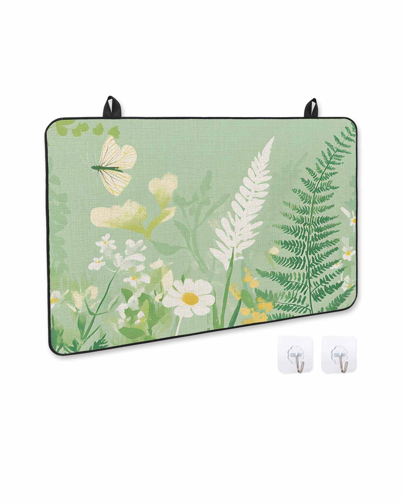 nqOlkjepod Large Induction Cooktop Protector Mat 24"x21", Spring Daisy Flowers Stove Top Covers for Electric Stove, Pastoral Garden Butterfly Chic Stove Burner Cover Mats, Glass Top Stove Cover