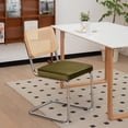 thumbnail image 5 of Smilegend Set of 2 Mid Century Modern Dining Chairs, Velvet & Rattan Accent Chairs with Chrome Legs, Stackable, Upholstered for Comfort (Olive Green), 5 of 7