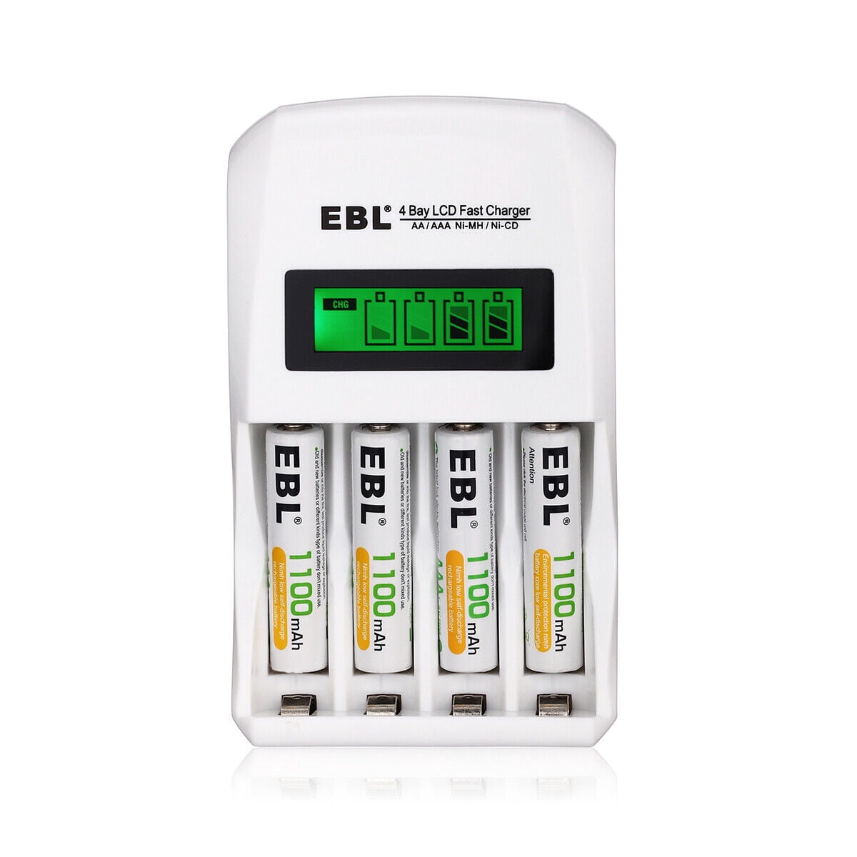 EBL Rechargeable AAA Batteries 1100mAh (16 Counts) with 907 LCD Individual AA/AAA Rechargeable Battery Charger