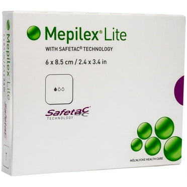 Molnlycke 284090 Mepilex Lite Silicone Foam Dressing Without Border 2-2/5 in. x 3-2/5 in. (Pack of 2)