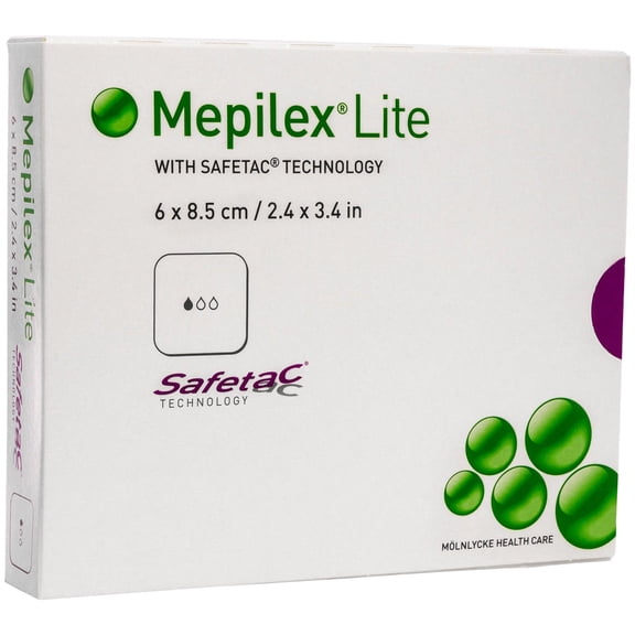 Molnlycke 284090 Mepilex Lite Silicone Foam Dressing Without Border 2-2/5 in. x 3-2/5 in. (Pack of 2)