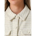 thumbnail image 5 of DARING DIVA Women's Plaid Jacket Tweed Button Down Loose Winter Shacket XS White, 5 of 6