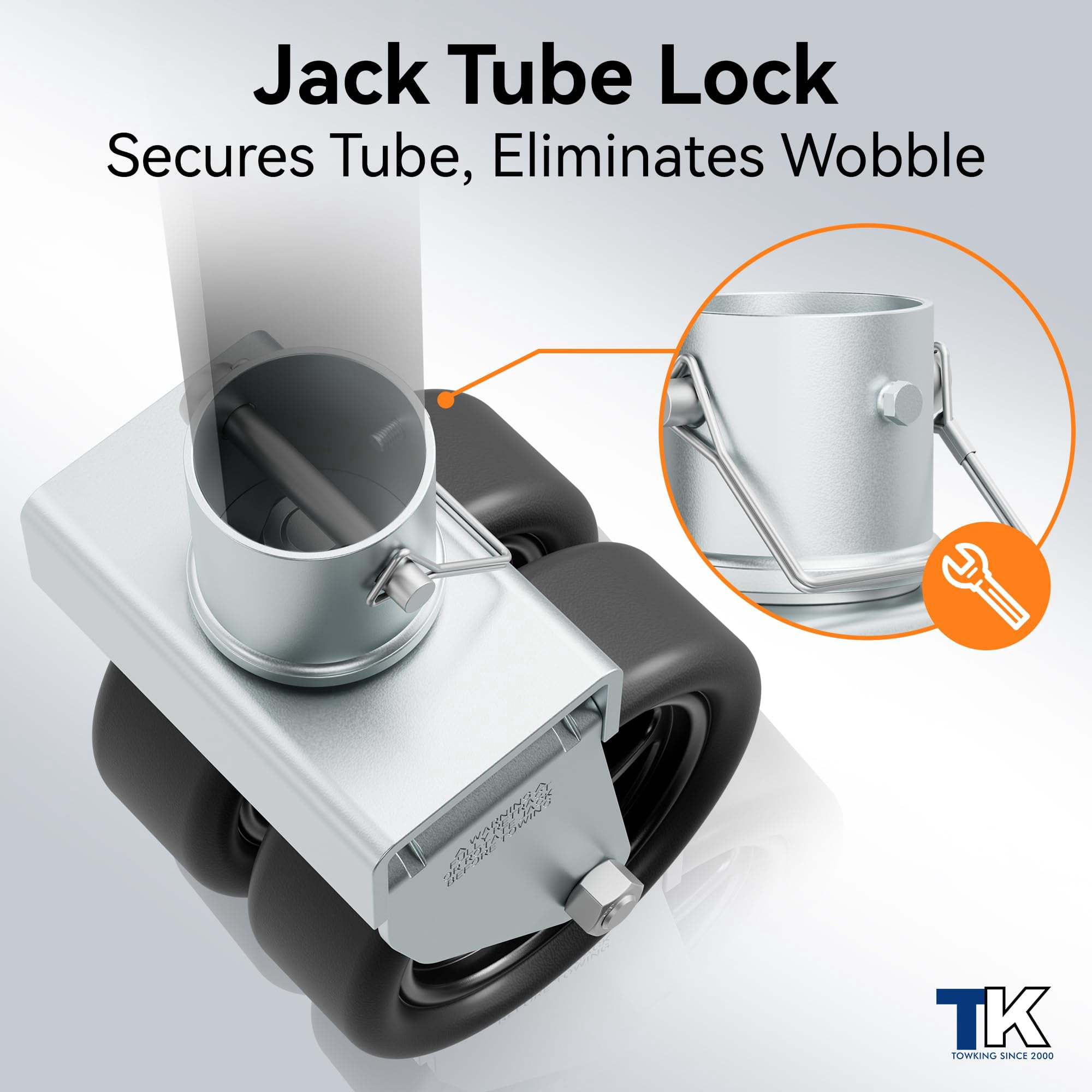 TOWKING 2,500lbs Dual 6" Trailer Jack Swivel Caster with Upgraded Spoked Wheels and Reinforced Bracket, Silver