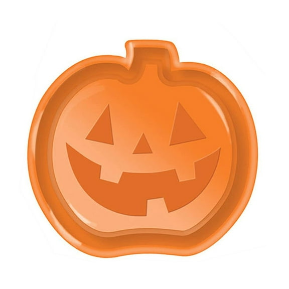 Plastic Halloween Serving Tray Set With Pumpkin And Bat Designs For Parties