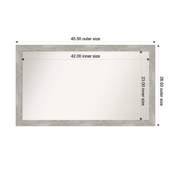 Amanti Art Custom Wall and Bathroom Mirror (26.5 x 45.5 in.), Dove Greywash Narrow Frame