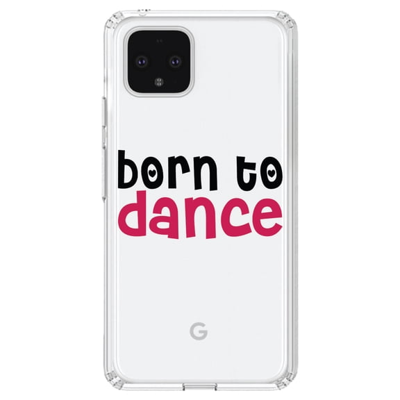 DistinctInk Clear Shockproof Hybrid Case for Google Pixel 4 XL (6.3" Screen) - TPU Bumper Acrylic Back Tempered Glass Screen Protector - Born to Dance