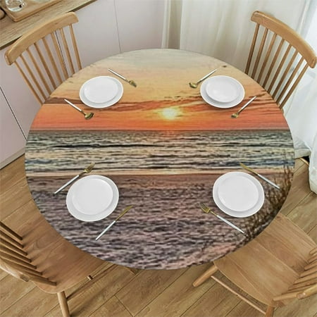

SHERONV Birds Sunset Round Tablecloth Stain-Resistant Washable 38 -42