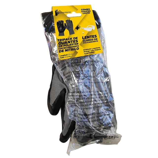 3 Guantes Nitrilo Con Lente Claro Policarbonato