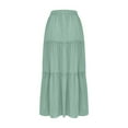 thumbnail image 4 of Ecqkame Trendy Long Skirts for Women Summer Fashion Boho Tiered Maxi Skirt A-Line Elastic High Waist Skirt with Pockets 02-Green S, 4 of 6