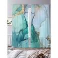 thumbnail image 2 of Teal Marble Sheer Curtains 96 Inch Length 2 Panels Set, Abstract Luxury Ink Painting Modern Voile Window Treatment Semi Sheer Long Curtains Drapes for Bedroom/Living Room/Kitchen 52"x96"x2, 2 of 7