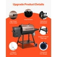 thumbnail image 5 of VEVOR Wood Pellet Grill Smoker, 8 in 1 BBQ Grills for Outdoor Cooking, 456 Square Inches Cook Area Electric Grill and Smoker, with Digital Controller, Meat Probe, 500°F Max Temperature, Black, 5 of 9