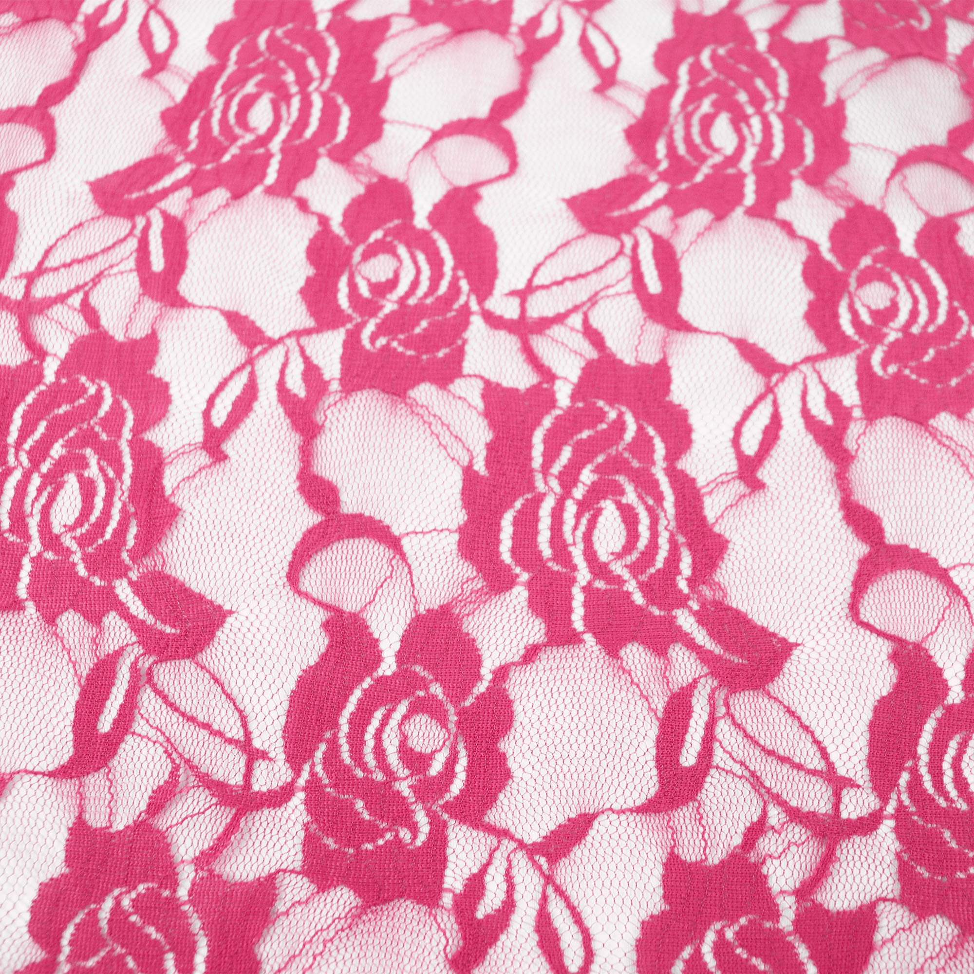 Romex Textiles Nylon Spandex Lace Fabric with Rose Design - Pink Paradise
