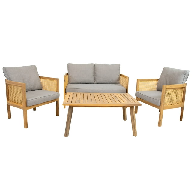 Sunnydaze Sanibel 4-Piece Patio Conversation Set - Gray
