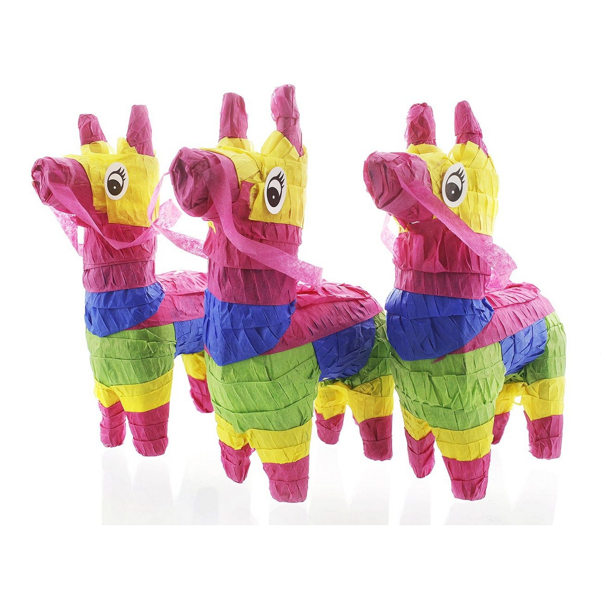 3Pack Mini Rainbow Donkey Pinatas for Birthday Party, Cinco De Mayo