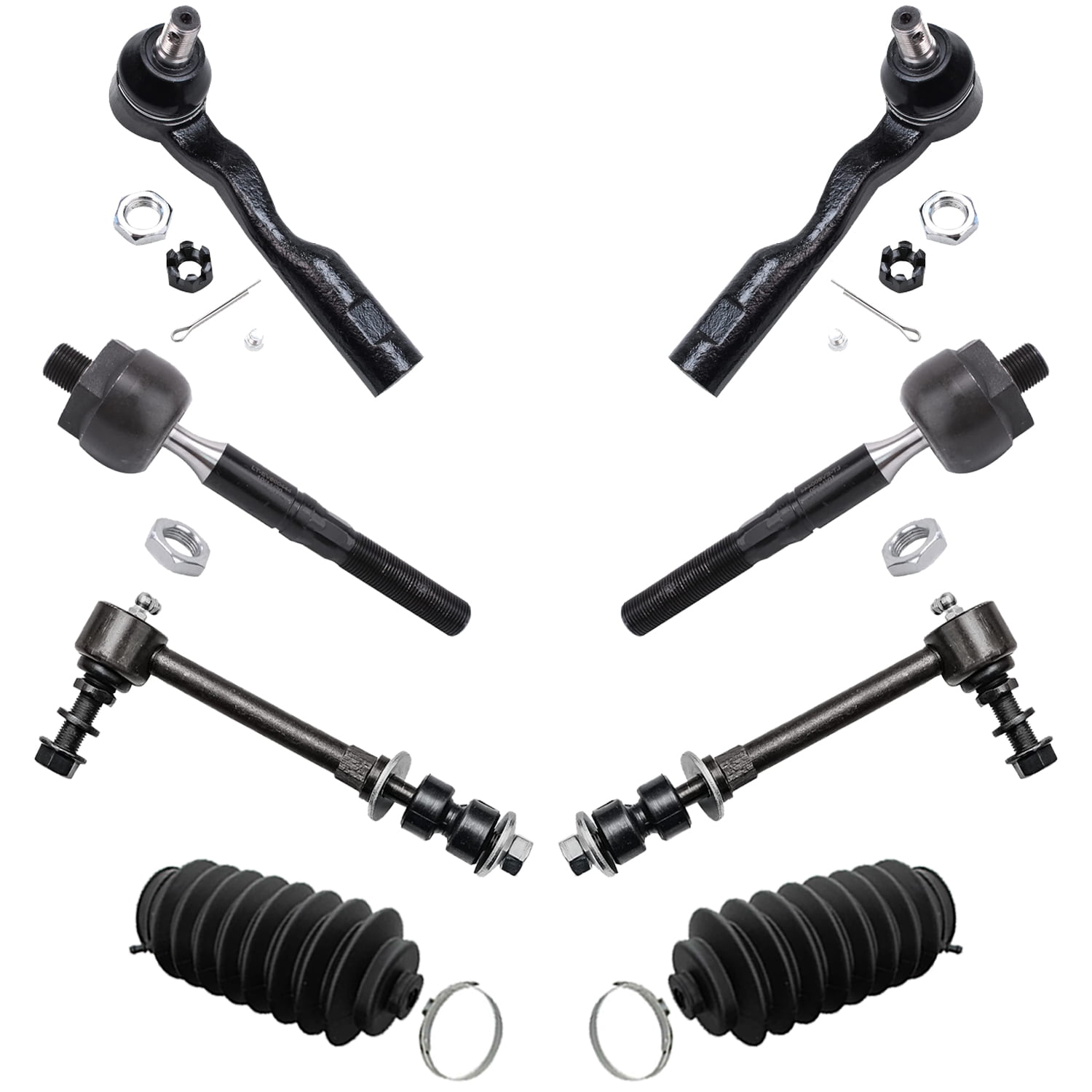 8 Pc Front Suspension Kit Rack & Pinion Bellow Boots Front Lower Ball Joints Tie Rod Linkages Passenger Driver Side 
