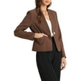 thumbnail image 4 of INSPIRE CHIC Women's Blazers Stand Collar Single Breasted Work Suit Jacket S Brown, 4 of 5