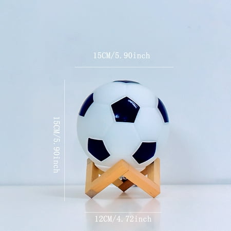 

World Cup Football Remote Control Night Light - Elegant Solid Wood and Glass LED Lamp for Bedroom Study and Decor - Adjustable Brightness Remote Dimming - Single Piece