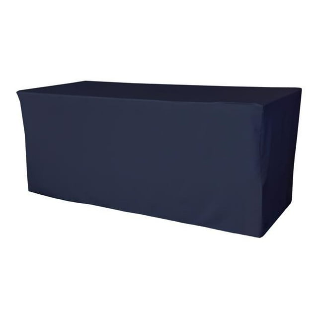 LA Linen TCpop-fit-96x30x30-NavyP72 2.77 lbs Polyester Poplin Fitted Tablecloth, Navy