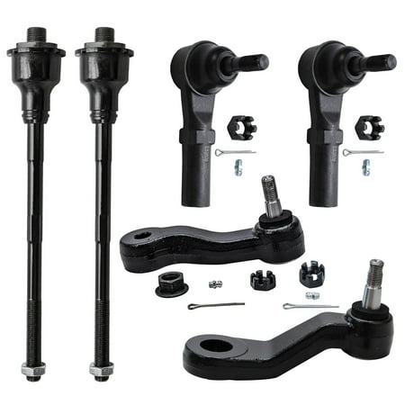 Detroit Axle - 6pc Front Suspension Kit for Avalanche Silverado Suburban Sierra Yukon XL 1500 2500 HD Chevy GMC Hummer H2, Tie Rod Ends Steering Idler & Pitman Arms Replacement