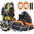 thumbnail image 1 of Crampons à Glace, 19 Pointes en Acier Inoxydable pour Bottes de Randonnée Chaussures Antidérapantes, Grande Protection pour Hommes Femmes Activités Hivernales Extérieur (Noir, TG), 1 of 4