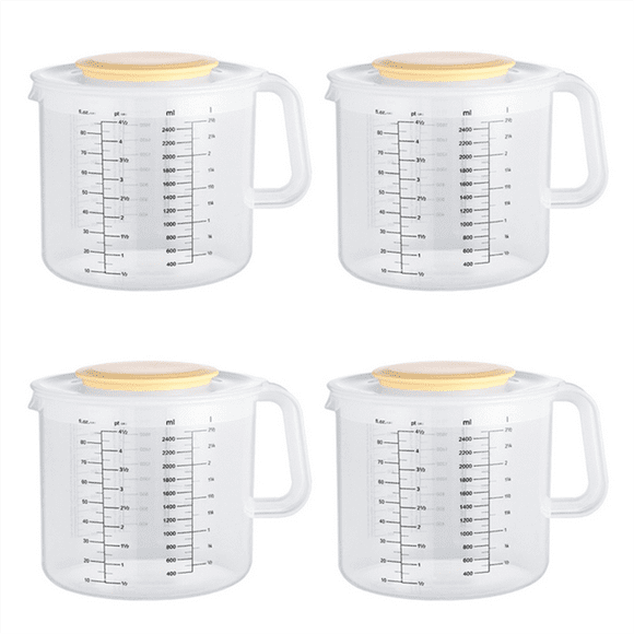 4X Plastic Ounce Measuring Cups and Mixing Pitcher for Baking with Lid Liquid Measuring /Jar in Ml with Splash Guard