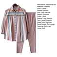 thumbnail image 7 of sunsanly 2 Pcs/Set Women Shirt Pants Set Striped Contrast Color Lapel Long Sleeve Single-breasted Blouse Wide Leg Loose Elastic Waist Trousers Set Lady Casual Daily Outfit, 7 of 7