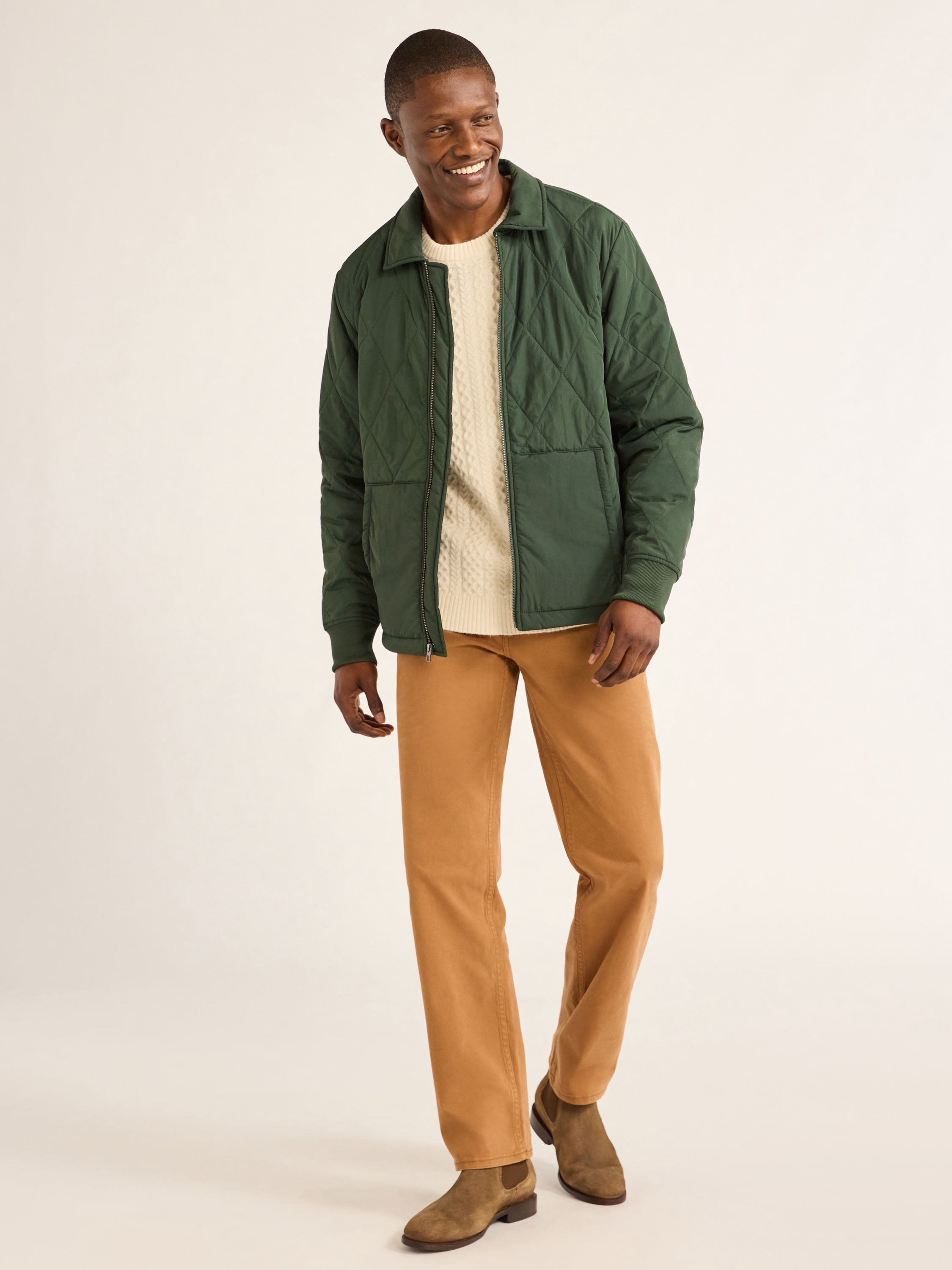 Free Assembly Men’s Quilted Bomber Jacket, Lightweight, Sizes S-3XL