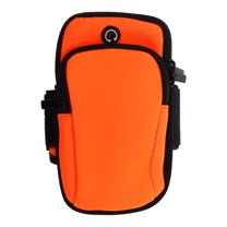 Unique Bargains 1 Pc Portable Phone Holder Arm Bands with Zipper for Hiking Gym Orange Neoprene