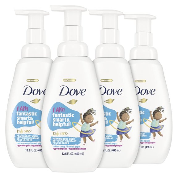 Gel de baño espumoso Dove Kids, algodón de azúcar, 400 ml, paquete de 4