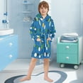 thumbnail image 5 of FORMRS Niños Bathrobe Unisex Hooded Robe Soft Plush Pajamas Sleepwear, Size 7-9T, Blue Abstract, 5 of 7