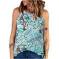thumbnail image 1 of Verano mujer moda cuello redondo sin mangas estampado Casual Tee Tops Wmkox8yi bvn3569, 1 of 5