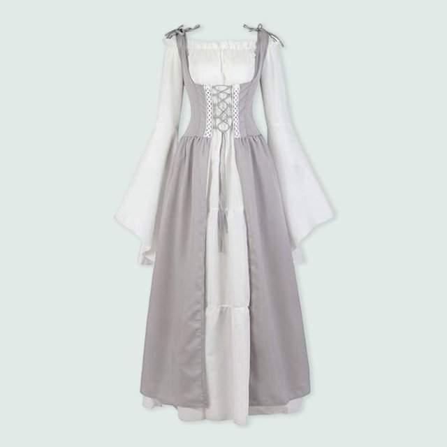 Vestido largo estilo renacimiento medieval para mujer ropa de fiesta plisada suelta